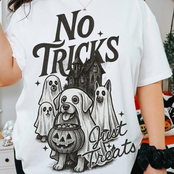 No Tricks Just Treats Cute Halloween Dog Shirt - Picture 2 of 3